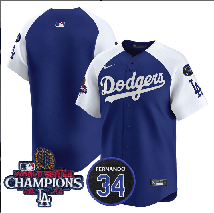 Men MLB Los Angeles Dodgers  blue white 2024 World Series Champions Patch Limited Jersey->los angeles dodgers->MLB Jersey